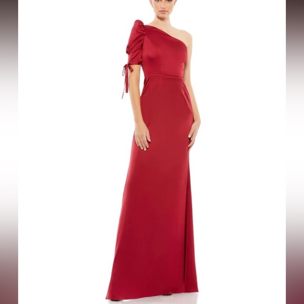 Mac Duggal 55632 Puff Sleeve One Shoulder Dress Size 2